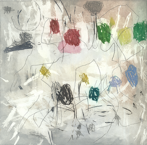 Summer song — Etching (3 plates), Paper size 49 x 48, Plate size 30 x 30